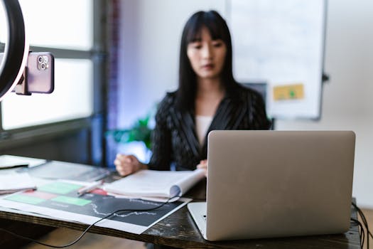 A Woman Working in an Office