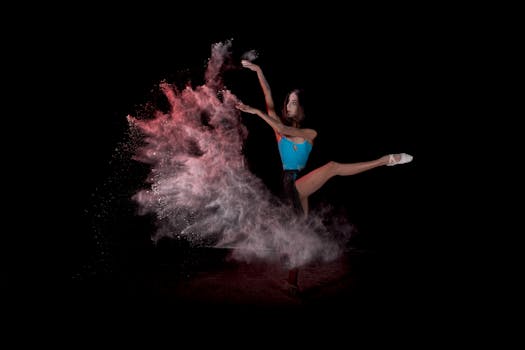 Dancing Woman Throwing Powder in Air