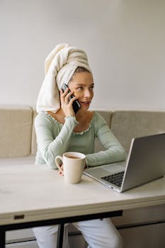 Happy Woman talking on Phone